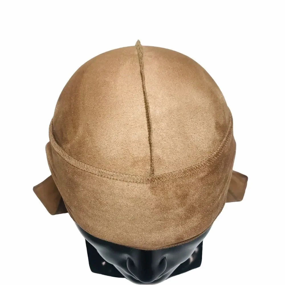 Suede Durag Long Tail Head Scarf Light Brown Turban Head Cap Wage